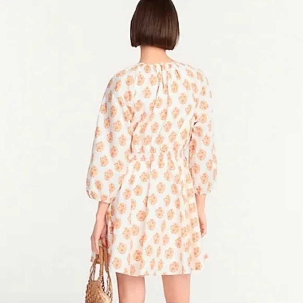 J. Crew Cotton Smocked-Waist Mini Dress Gathered Floral Block Print Large NWOT - Picture 4 of 16